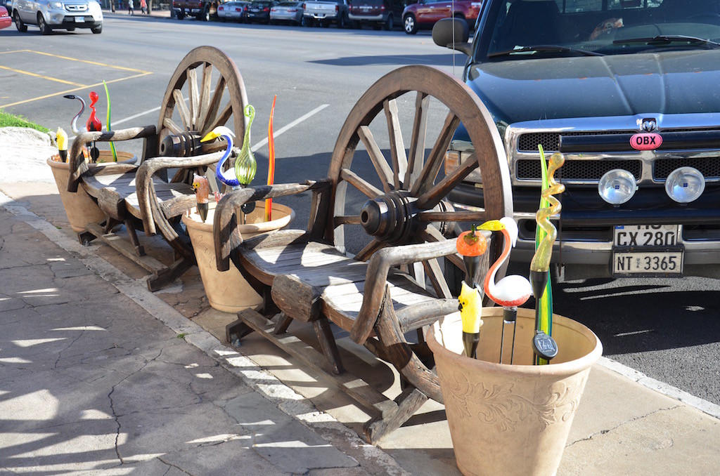 Cool benches in Fredericksburg downtown