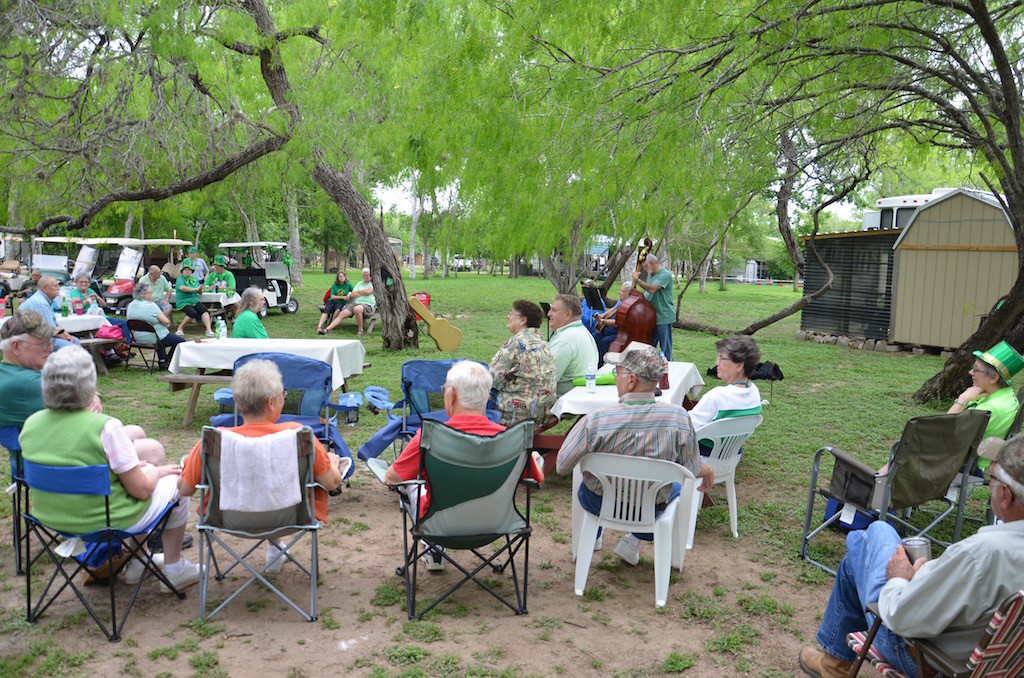 St. Patrick's Day park celebration with a band
