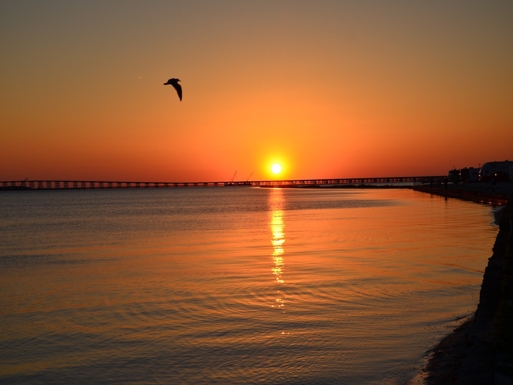 Sunset over the bay.