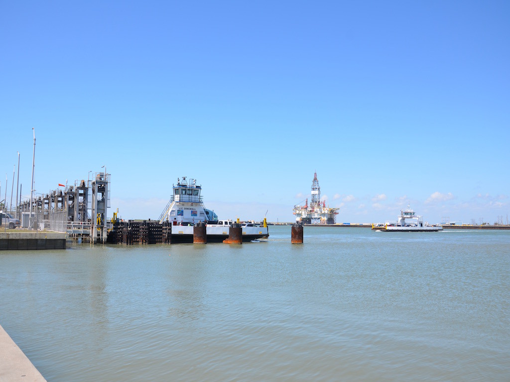 Ferry terminal to Port Aransas where we took the Dolphin tour.