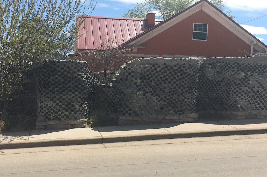 Jan's cousin Harry's house. He's in the process of building the wall of bottles; pretty cool!