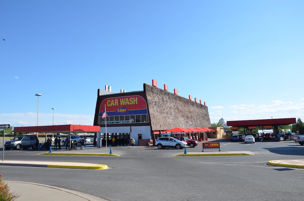 When we left the tram we had to drive by this; recognize it Breaking Bad fans? It's the car wash Walt and his wife owned. Was Octopus Car Wash but bought out by Mr. Car Wash, a huge chain.