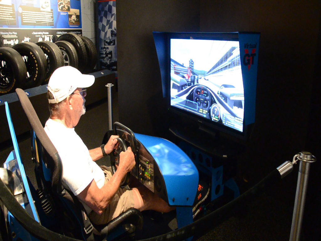 They had a driving simulator too! You start out dead last in 10th and have to work your way through the pack in 5 laps.