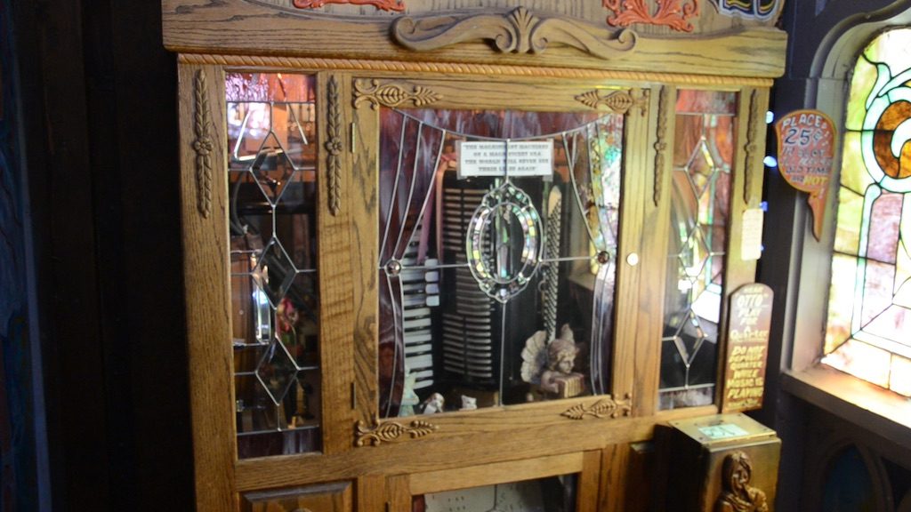 The coolest thing here; a working one-man-band machine!