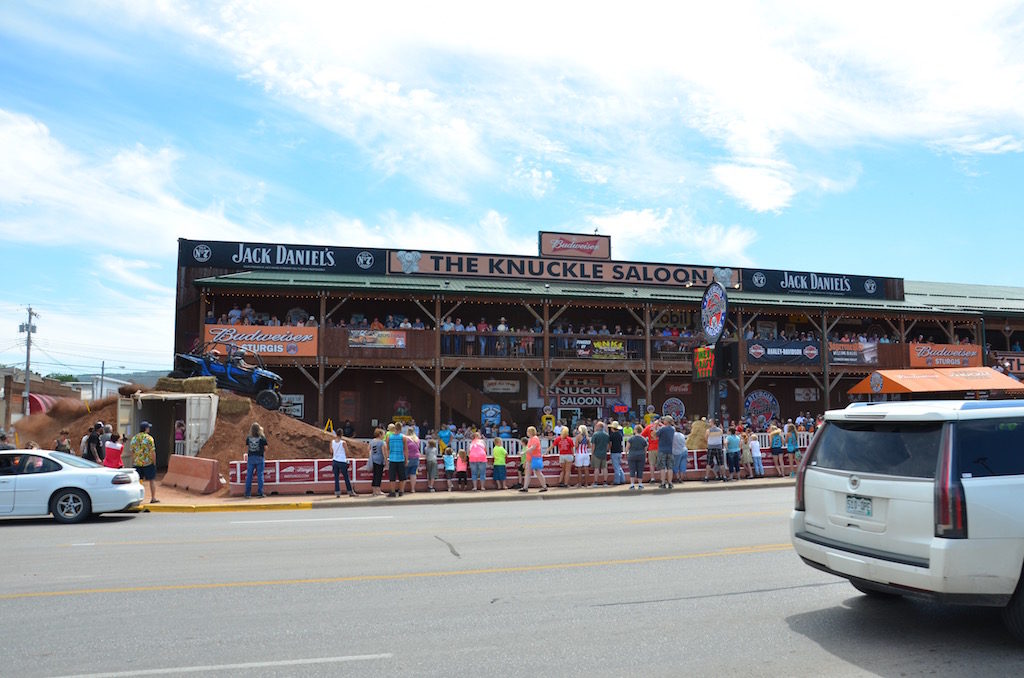 The most famous bar in Sturgis (I'm told) They were bored so had a motocross going on in their parking lot and the adjacent streets.