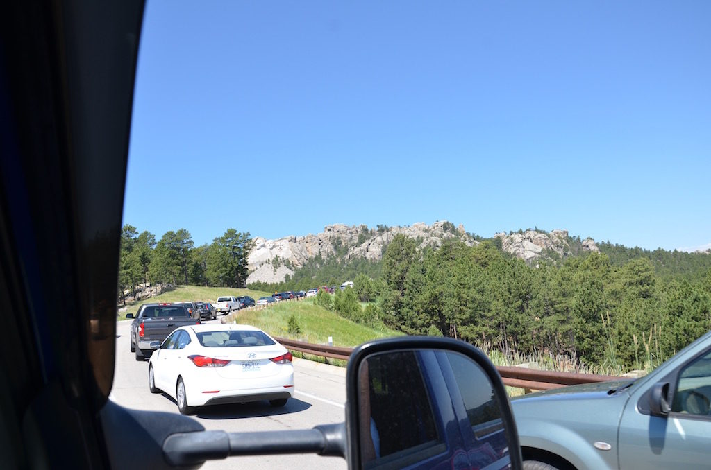 We went to Mount Rushmore and were greeted by this LONG line (it was the 4th of July)
