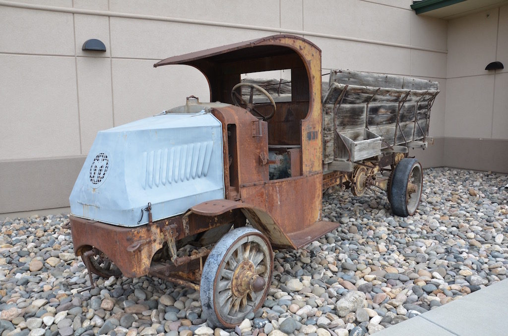 The truck out from; it looks like they were going to restore it but quit at the hood!