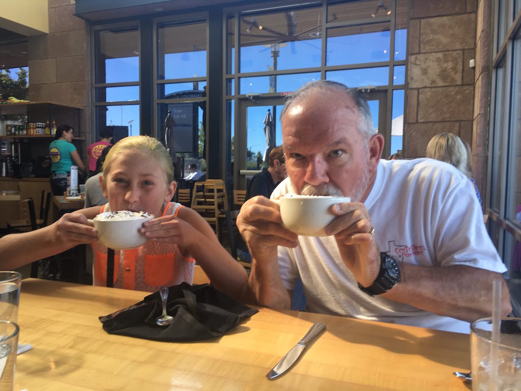 Breakfast with fancy coffee and cocoa!