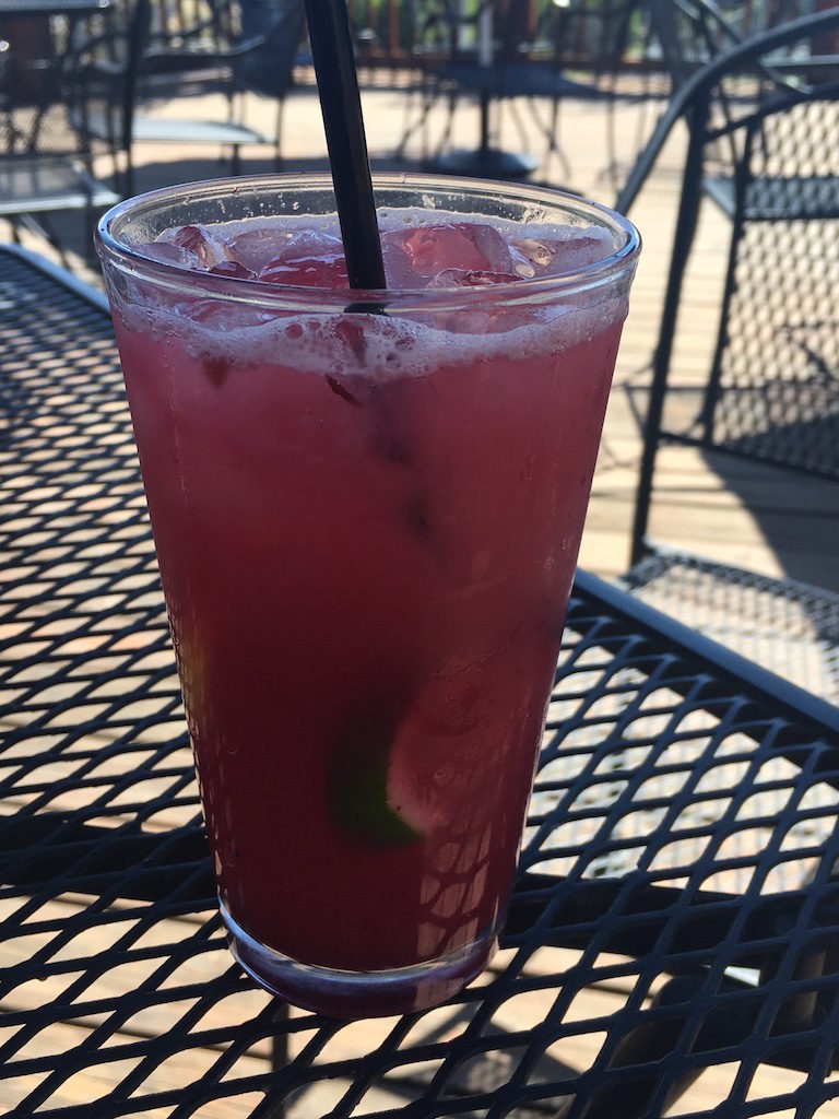 Jan had a refreshing Huckleberry cocktail; I had a local beer of course!