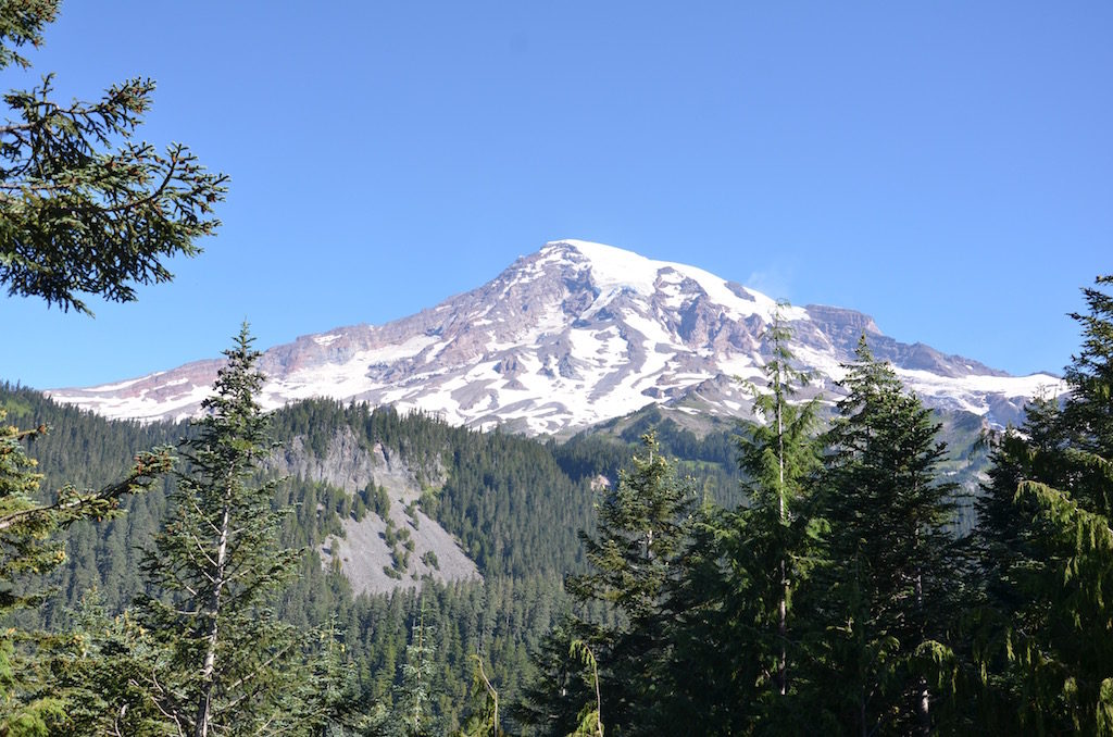 View of Mount Rainier from the lodge.