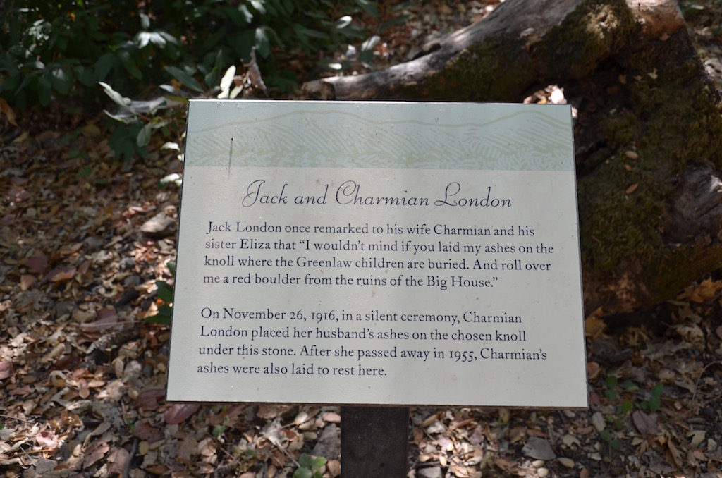Jack London's grave. His wife was also buried here on the property.